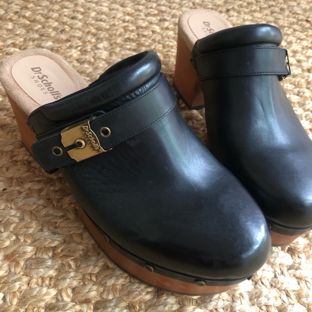 New: Free People x Dr Scholls Original Joy Clog. Black Leather. Size 8